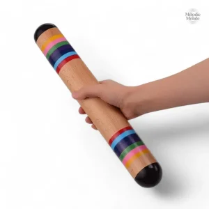 Bâton de pluie en bois, design arc-en-ciel coloré