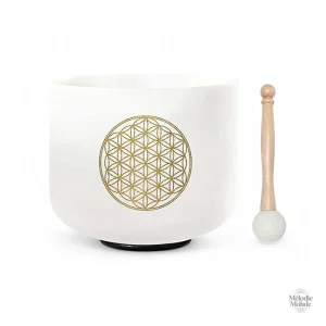 Bol tibétain en cristal avec motif Fleur de Vie