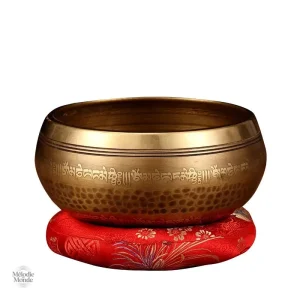 Bol tibétain fait main avec motifs en Sanskrit