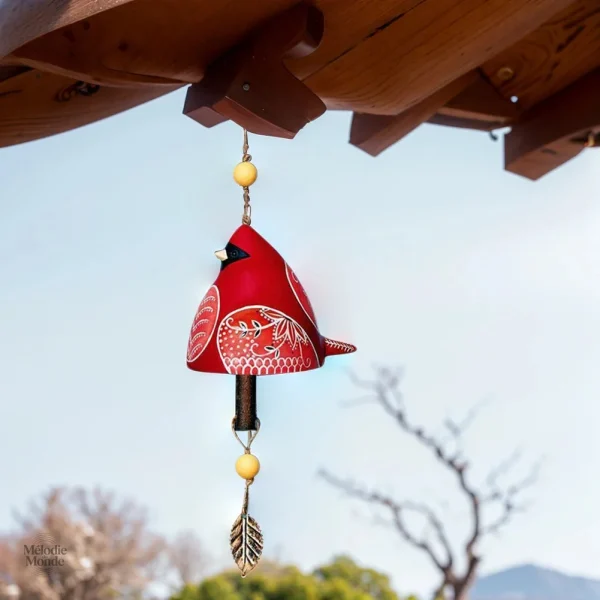 Cloche ornée d'un oiseau, idéale pour l'extérieur