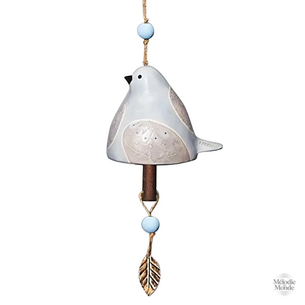 Cloche d'appel en métal avec motif d'oiseau