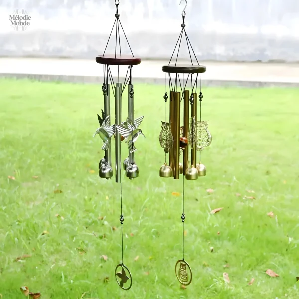 Carillon à vent oiseau coloré pour jardin