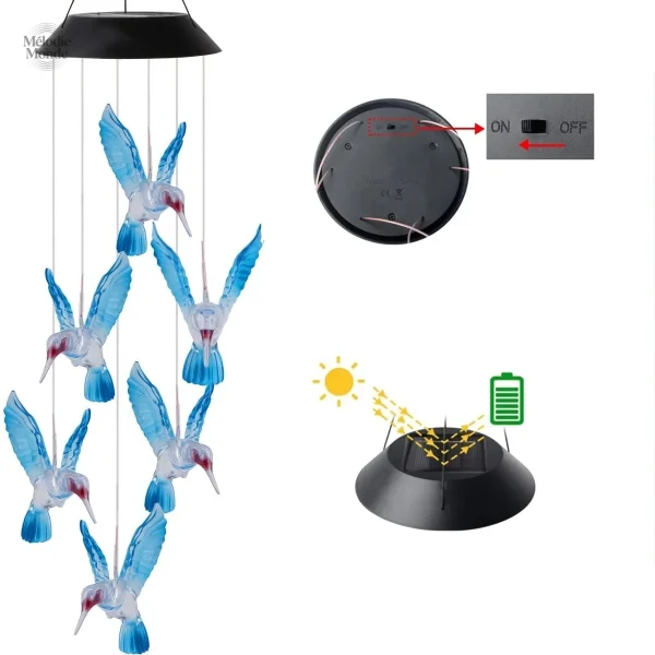 Carillon solaire avec éclairage intégré