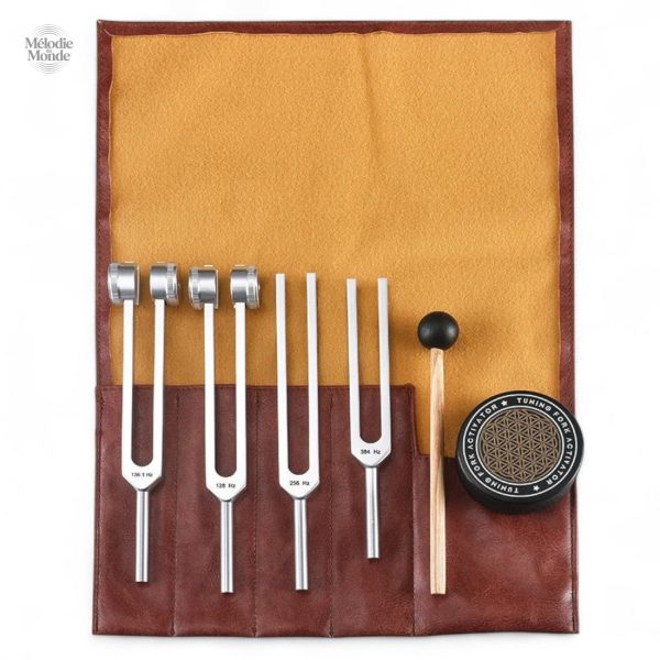 ensemble-diapasons-therapie-sonore-etui-cuir-1 Ensemble diapasons thérapie sonore