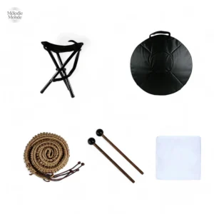 Instrument de musique handpan, tonalité Ré mineur, design artisanal
