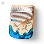 Kalimba décorative avec motif héron japonais