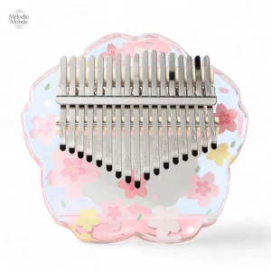 Kalimba décoré de motifs floraux rose