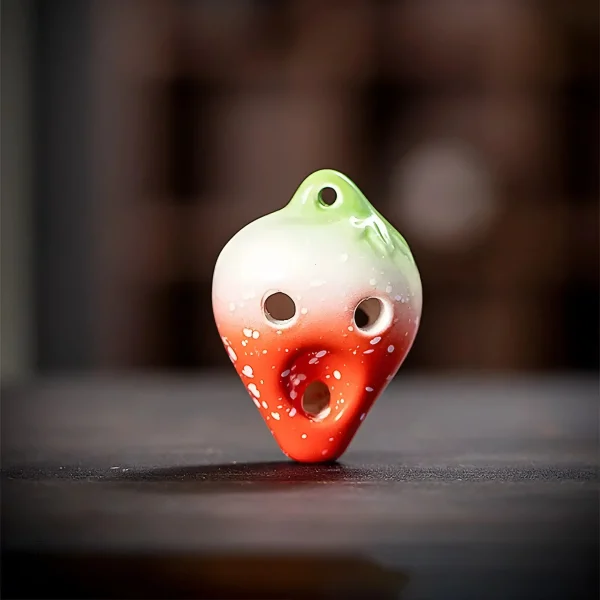 Ocarina en céramique colorée fraise