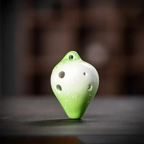 Ocarina décoratif en céramique fraise
